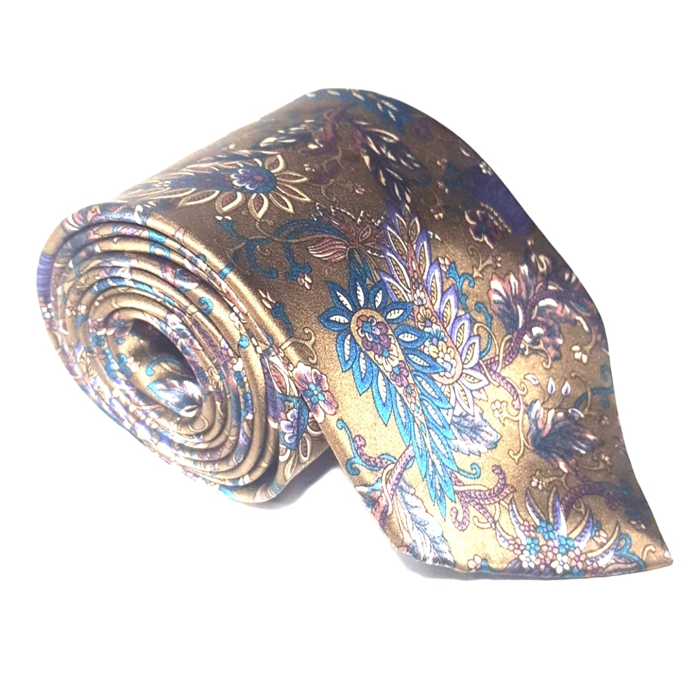 Vintage 90s Oleg Cassini All Silk Necktie YTK Floral Men’s Tie